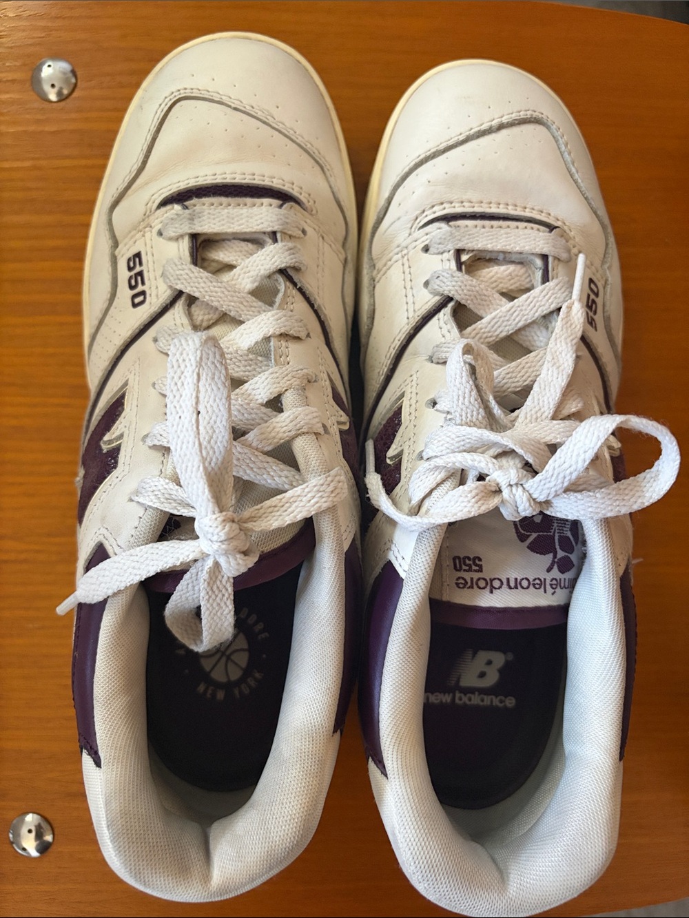 Aime Leon Dore Ald New Balance Men's White Purple 550 Leather Sneakers Womens 9 View 3